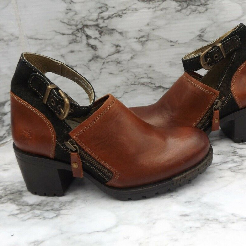 NEW FLY London BRICK Leather Ankle Strap Booties